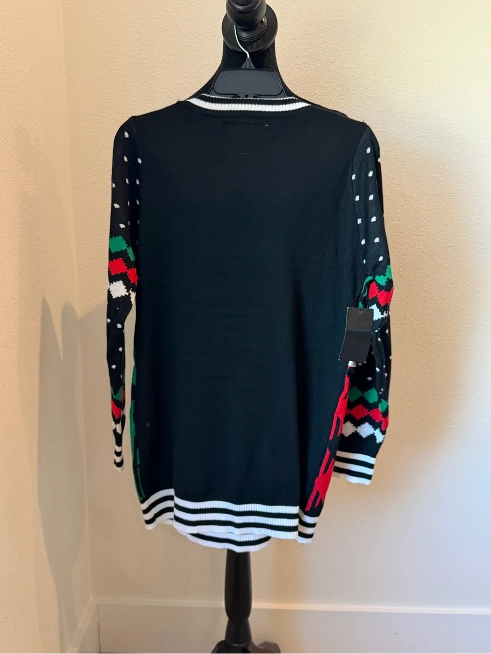 Maternity Christmas Best Gift Ever Red & Green Diamond Bow Sweater M